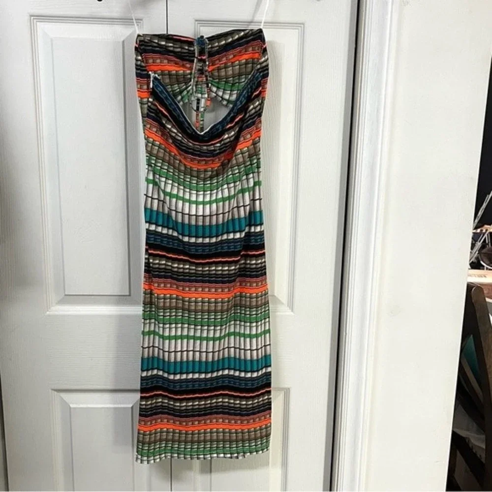 THE SANG MultiColor Brallete Style Tube Top With Pull String Front Bodycon Dress - Picture 8 of 12